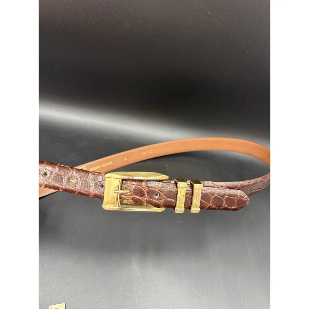 Vintage Italian Genuine, Leather Crocodile, Embossed, Quiet Luxury, Leather Belt